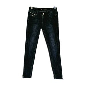 LA Idol Jeans Womans 3 Blue Skinny Fancy embroidered pockets